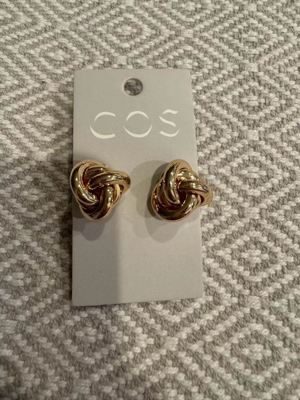 COS Shiny Gold Knot Stud Earrings